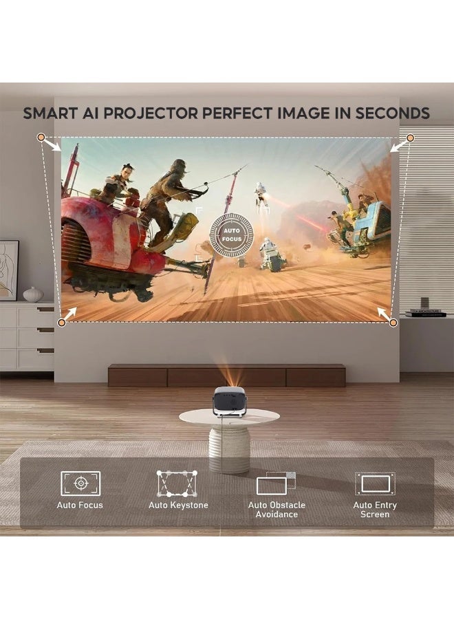 FlashHawk 1080P Full HD Projector - (with Screen) 600 ANSI Lum/4K Support Mini Portable Projector Wifi6 and Bluetooth/Smart Google TV, Netflix/Gimbal Instant Auto Focus/Auto Keystone Correction/Adjustable 180°Angle/Compatible with iOS/Android/PC/PS4/PS5 for Home Outdoor Gaming - Image 5